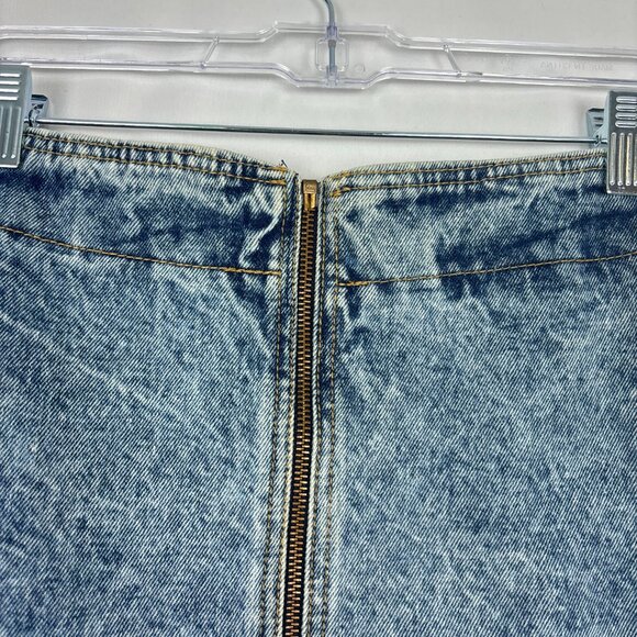 VTG Stonewashed Denim Skirt Juniors Size 13 100% Cotton Front Zip Y2K Streetwear - Picture 4 of 11